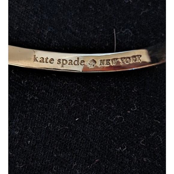 Kate Spade New York White Enamel Gold Tone Hinge Bangle Bracelet - Picture 3 of 7